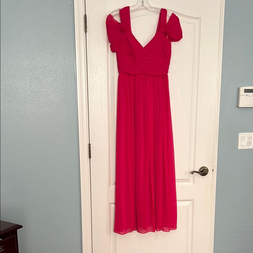 Fuchsia/Pink Ruched Maxi Dress